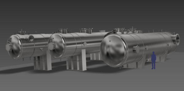 Kondensator, Verdampfer und Vorwärmer für die 50 MW-Großwärmepumpe in Göteborg